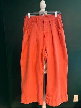 Free People Wide-Leg Orange High-Waist Pants